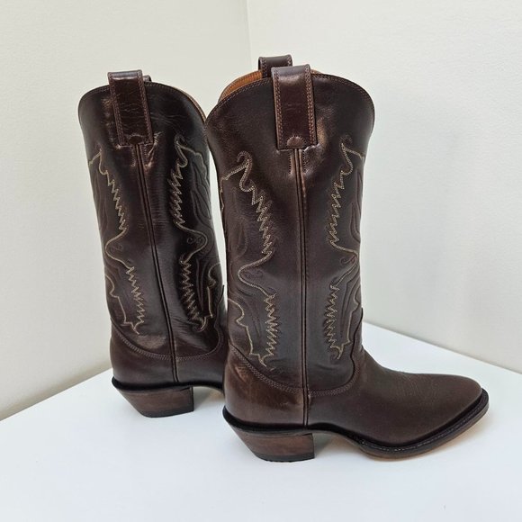 24. Cowboy (girl) boots - Alberta Boots Co. Brown leather. Size 9.5 B - Picture 5 of 9